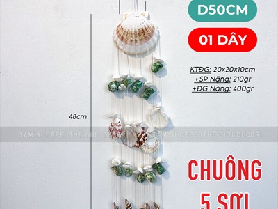Chuông gió dây treo vỏ sò ốc đơn giản [Tự nhiên - không mùi] CHUONGGIO-02
